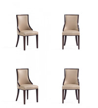 Grand Traditional Wood Upholstered Dining Chair in Tan - Set of 4 