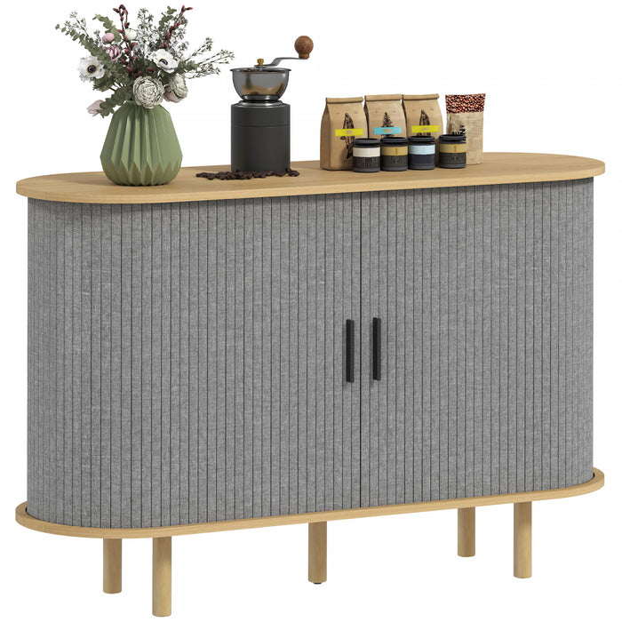 HOMCOM 47\" Modern Sideboard Buffet Cabinet with Tambour Sliding Doors Grey