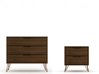 Rockefeller Mid-Century Modern 2-Piece Dresser Set in Chestnut Brown 