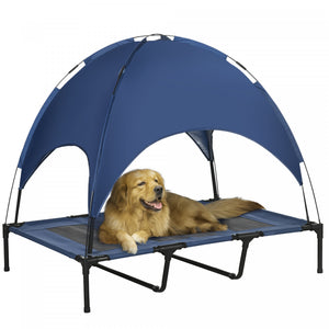 Pawhut Elevated Dog Bed With Canopy, Portable Raised Dog Cot For Xl Sized Dogs, Indoor & Outdoor, 48