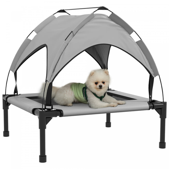 Pawhut Elevated Dog Bed With Canopy, Cooling Dog Cot Bed For Camping, Portable Raised Pet Cot With Washable Breathable Mesh, For Indoor Outdoor, S & M Dogs, 30\" X 24\" X 27\", Grey