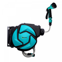 Outsunny Hose Reel, 33 ft Retractable Garden Hose, Hose Reel Automatic Rewind, Water Hose Reel Wall Mounted, Dark Grey