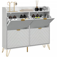 HOMCOM Slim Shoe Storage Cabinet with 4 Flip Drawers and Adjustable Shelves