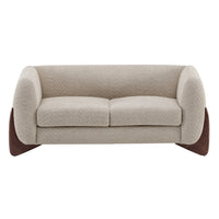 Lillian Solid Wood Modern Boucle Upholstered Loveseat Comfort Seating,Almond 