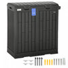 Outsunny 58 Gallon Double Outdoor Garbage Bin with Dual Lid, Side Holder, Waterproof Plastic Garbage Can with Drip Trays, Outdoor Waste Trash Can for Patio, Backyard, Garden, Black