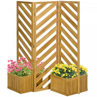 Outsunny Outdoor Privacy Screen With 4 Planters And 3 Hinged Privacy Panels