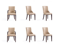Shubert Modern 6-Piece Dining Chair Set in Tan 