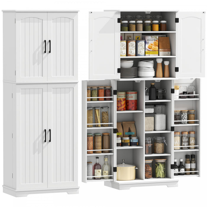 HOMCOM Pantry Cabinet, 64\" Storage Cabinet with Adjustable Shelves, White