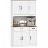 HOMCOM Kitchen Pantry, 6 Doors, 2 Drawers, Rustic Kitchen Cabinet White