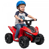 Qaba 6V Kids ATV, 4 Wheels Kids Electric Car with Handlebar Button Control, 45Mins Runtime, Max 1.2MPH, Max 55lbs Load, Kids Quad for Boys Girls 18-48 Months, Red