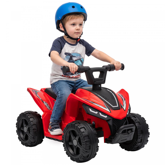Qaba 6V Kids ATV, 4 Wheels Kids Electric Car with Handlebar Button Control, 45Mins Runtime, Max 1.2MPH, Max 55lbs Load, Kids Quad for Boys Girls 18-48 Months, Red