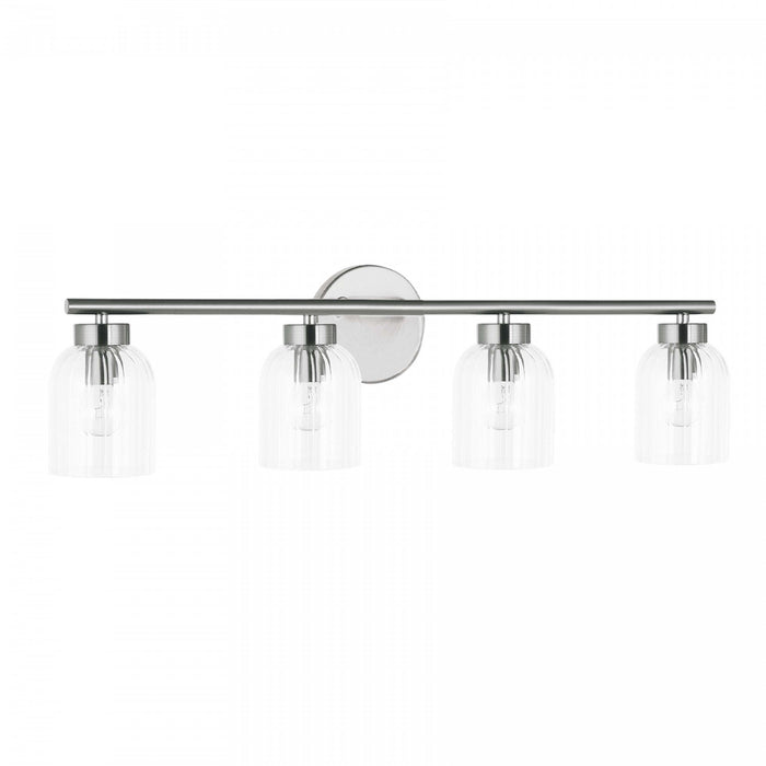 Dainolite Vienna 4 Light Incandescent Vanity Polished Chrome Clear Ribbed Glass Lamp
