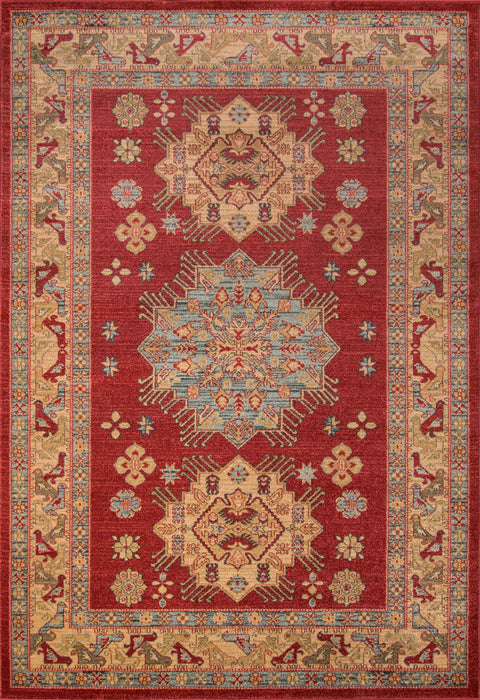 Mila Traditional 7'10\" x 9'10\" Area Rug in Red Indoor Area Rug