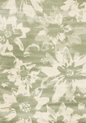 Ellis Floral Green Cream Area Rug - 5'3