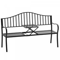 Outsunny Outdoor Bench With Retractable Middle Table, Black