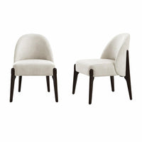 Oslo Contemporary Modern Chenille Wood Side Chair in Cream - Set of 2 