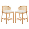 Tatti Rubber Wood Counter Stools with Cane Back Set of 2,Beige