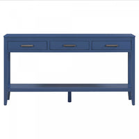 Emma 59.1'' Farmhouse Entryway Table with Drawers and Open Shelf,Blue Sofa Table  
