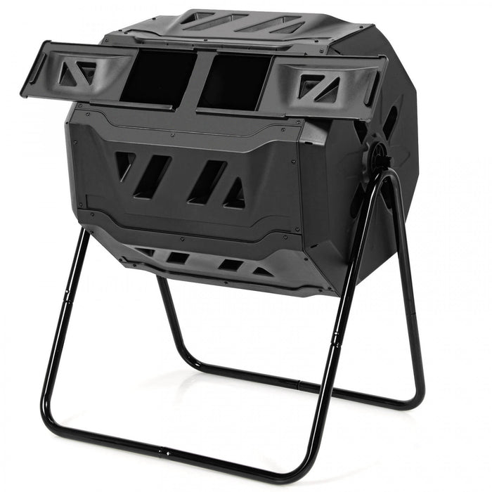 Costway Tumbling Composter 40 Gallon Garden Rotating Compost Bin W/dual Chamber