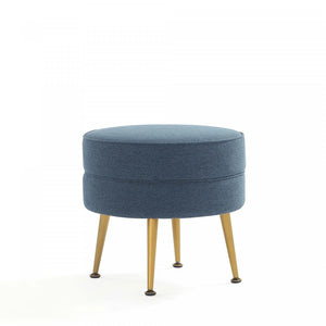 Bailey Mid-Century Modern Upholstered Accent Ottoman in Blue