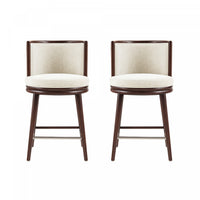 Evalyn Modern Wood Upholstered Counter Stool in Cream - Set of 2 