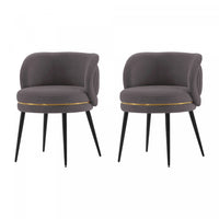 Kaya Modern Wood Velvet Dining Chair in Gray - Set of 2