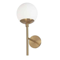 Dainolite Dayana 1 Light Wall Sconce Up Light Aged Brass White Glass Lamp