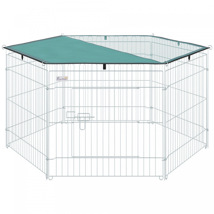 Pawhut Foldable Pet Playpen With Top Cover, Portable Heavy Duty Dog Pen For Dogs, Cats, Chickens, Rabbits, 6 Pannels Dog Fence Outdoor/indoor