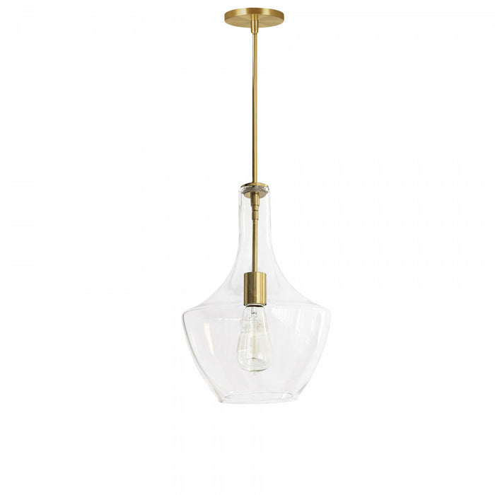Dainolite Petalite 1 Light Pendant Small Aged Brass Clear Glass Lamp