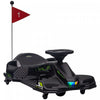 Aosom 12V Electric Go Kart, Battery Powered Drift Cart with 2 Speeds, Soft Start, PU Wheels, 5 MPH High Speed, Ride on Toy with Music, Colourful LED Lights, for Ages 8-12, Black