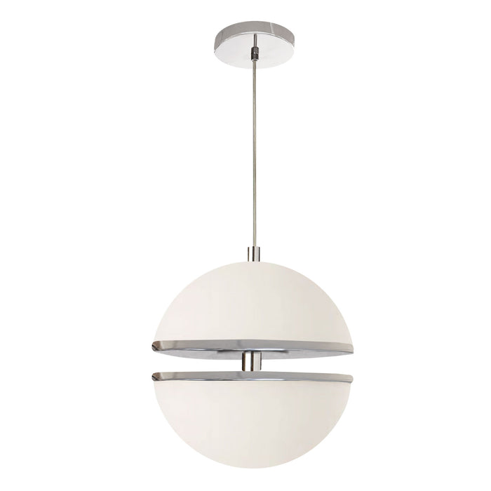 Dainolite Atomic Pendant 30w Polished Chrome White Glass Lamp