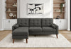 Upholstered Chaise Sofa Lounger, 85" Wide, Grey Fabric, Walnut Solid Wood Legs, Modern Sofa | Sofa Chaise Longue Rembourre, 85"L, Pieds En Bois Massif De Noyer, Moderne