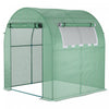 Outsunny 6' X 6' X 6.6' Walk-in Tunnel Greenhouse, Small Green House With Zippered Door And Roll-up Window, Portable Plant Hot House With Pe Cover And Steel Frame, Green