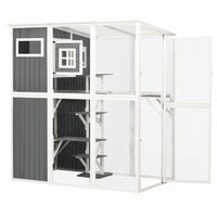 Pawhut Wooden Cat Catio, Outdoor Cat House, Cat Enclosure With Plastic Weather Protection Roof, Mult