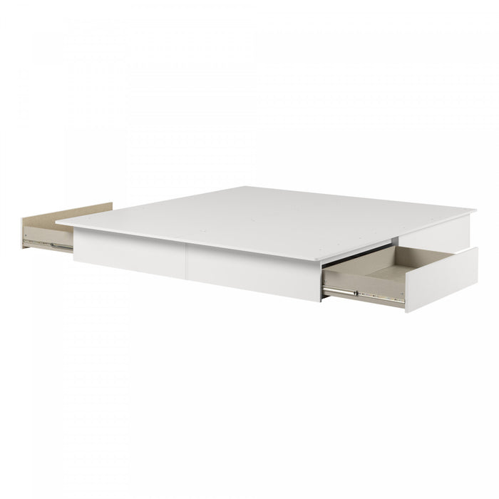 Step One Platform Bed With Drawers - Pure White