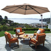 Costway 11' Patio Cantilever Offset Umbrella 360 degrees Rotation Aluminum Tilt Base Tan
