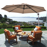 Costway 11' Patio Cantilever Offset Umbrella 360 degrees Rotation Aluminum Tilt Base Tan