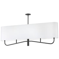 Dainolite Eleanor 4 Light Horizontal Chandelier Matte Black White Shade Lamp