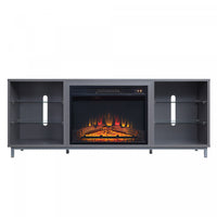 Brighton Modern 2-Piece Electric Fireplace in Black and Gray 