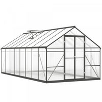 Outsunny Polycarbonate Greenhouse, Aluminum Walk-in Green House, Dark Grey