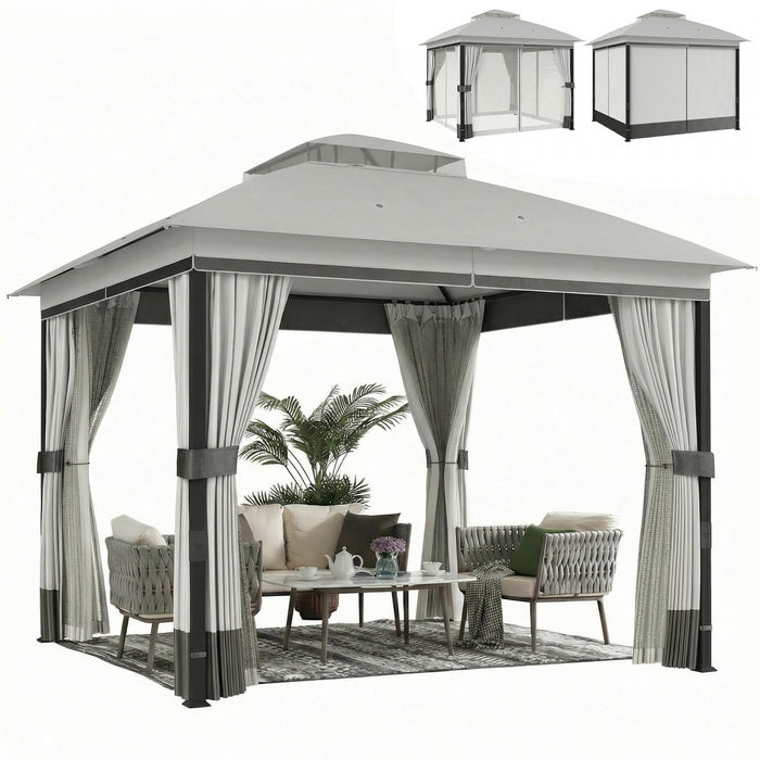 Outsunny 10' x 10' Patio Gazebo, UPF50+ Double Roof Outdoor Gazebo