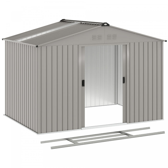 Outsunny 9' x 6' Garden Storage Shed w/ Steel Foundation Kit