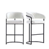 Augusta Modern Metal Upholstered Barstool in White - Set of 2