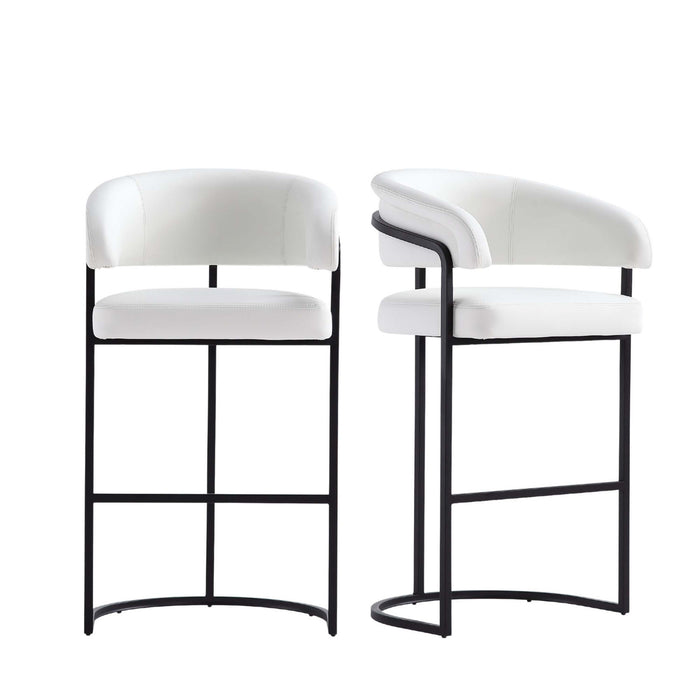 Augusta Modern Metal Upholstered Barstool in White - Set of 2
