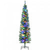 Homcom 6' Pencil Artificial Christmas Tree With Colourful Led Lights