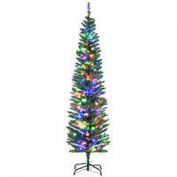 Homcom 6' Pencil Artificial Christmas Tree With Colourful Led Lights