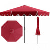 Costway 10 FT Patio Umbrella with Crank Tilt Adjustment Ruffles Vented Top 8 Ribs Red