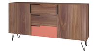 Manhattan Comfort Beekman 62.99” Sideboard with 4 Shelves - Brown & Pink