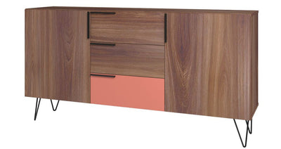 Manhattan Comfort Beekman 62.99” Sideboard with 4 Shelves - Brown & Pink|Desserte Beekman de Manhattan Comfort de 62,99 po avec 4 tablettes - brune et rose