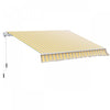 Outsunny 12' X 10' Retractable Awning Patio Sun Shade Shelter With Manual Crank Handle, Uv & Water-resistant Fabric And Aluminum Frame For Deck, Balcony, Yard, Yellow And Grey